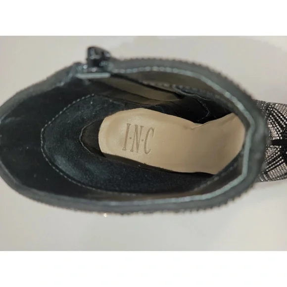 INC International Concepts Plaid BLING Ankle Boots Black,Silver, Red NWOB Sz 5 - Picture 7 of 8